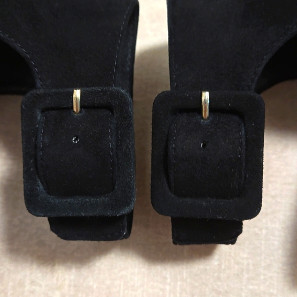 Tory Burch Raya suede wedge sandals, black, size 5M - Picture 7 of 9